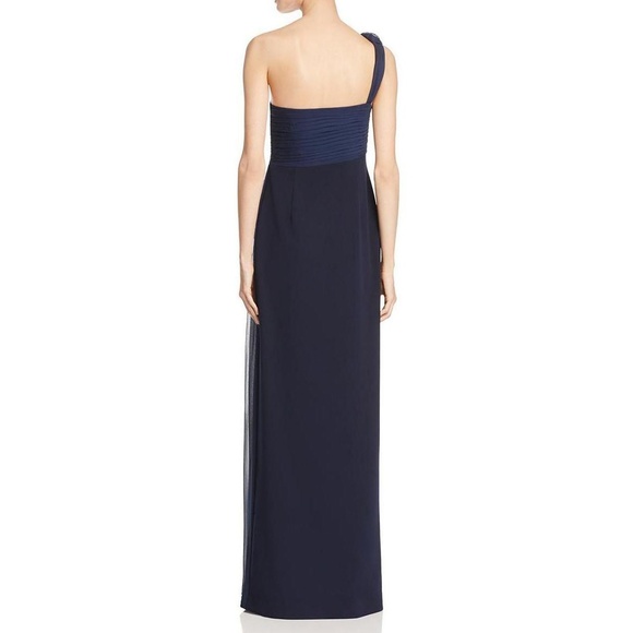 NWT Aidan Mattox Draped One-Shoulder Crepe Gown - Picture 3 of 7